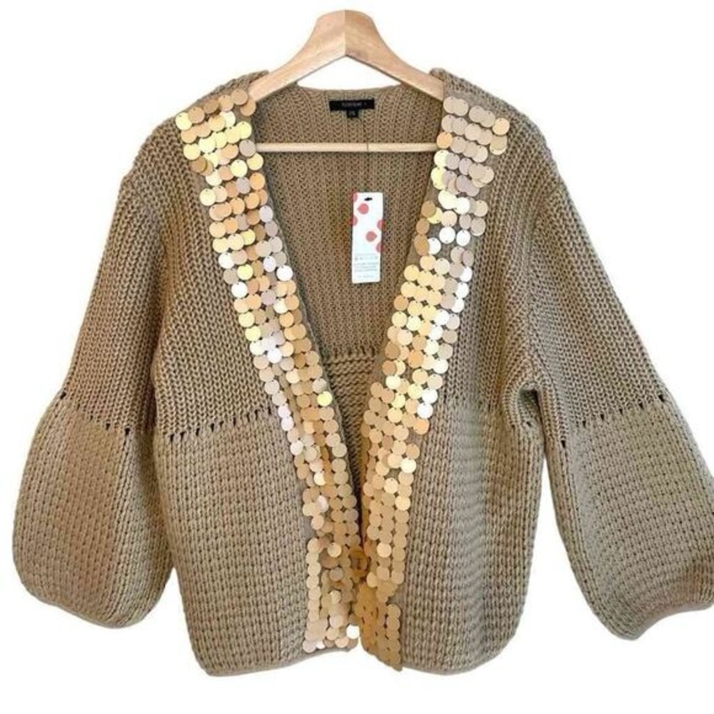 Chico's Gold Sequin Trim Sweater
